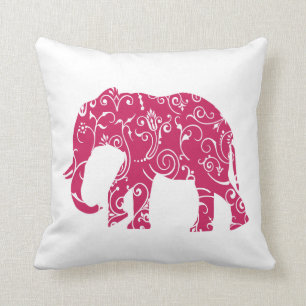 almohada de tiro de elefante rosa y blanco