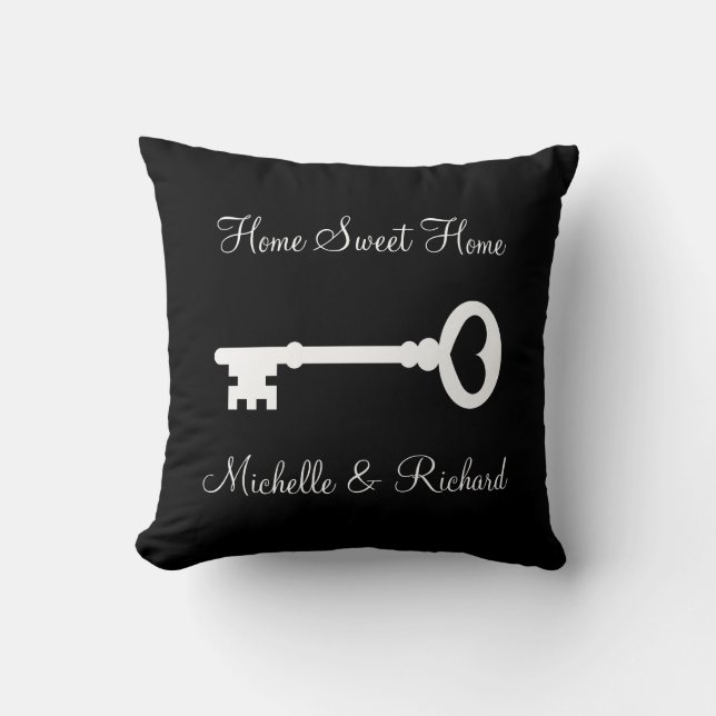 Almohada de tiro de encargo blanco y negro (Anverso)