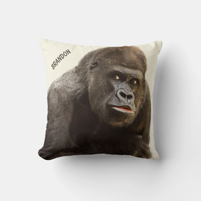 Almohada de tiro de encargo del gorila divertido (Anverso)