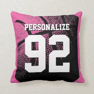 Almohada de tiro de encargo rosada del número del