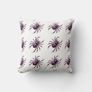 almohada de tiro de halloween rosa negro araña