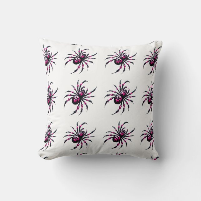almohada de tiro de halloween rosa negro araña (Anverso)