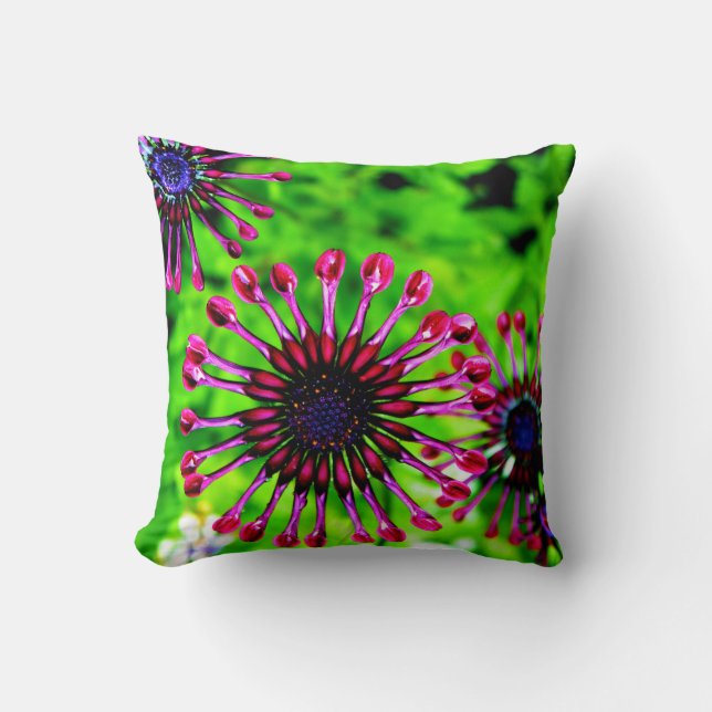 Almohada de tiro de la flor del verde   del rosa (Anverso)