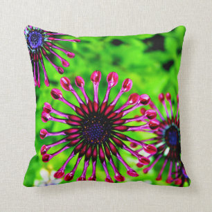 Almohada de tiro de la flor del verde   del rosa