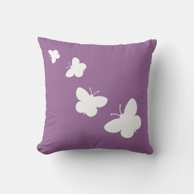 Almohada de tiro de la lavanda con las mariposas (Anverso)