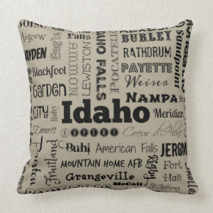 Almohada de tiro de la tipografía de Idaho en de