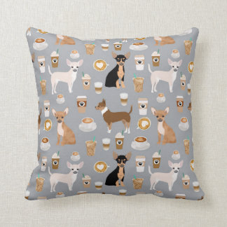 Almohada de tiro de las chihuahuas y del café