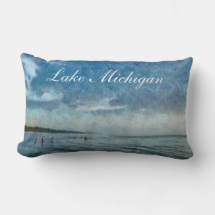 Almohada de tiro de los bañistas del lago Michigan