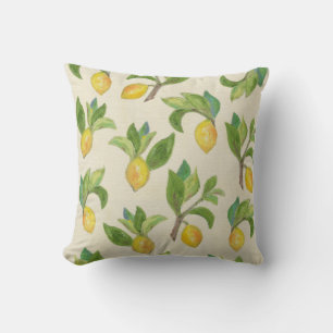 Almohada de tiro de los limones y de las hojas