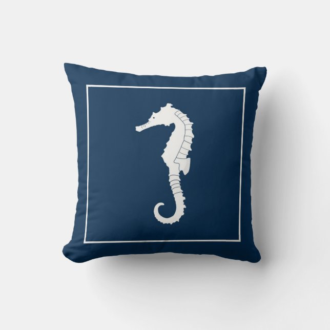 Almohada de tiro decorativa con el seahorse. (Anverso)