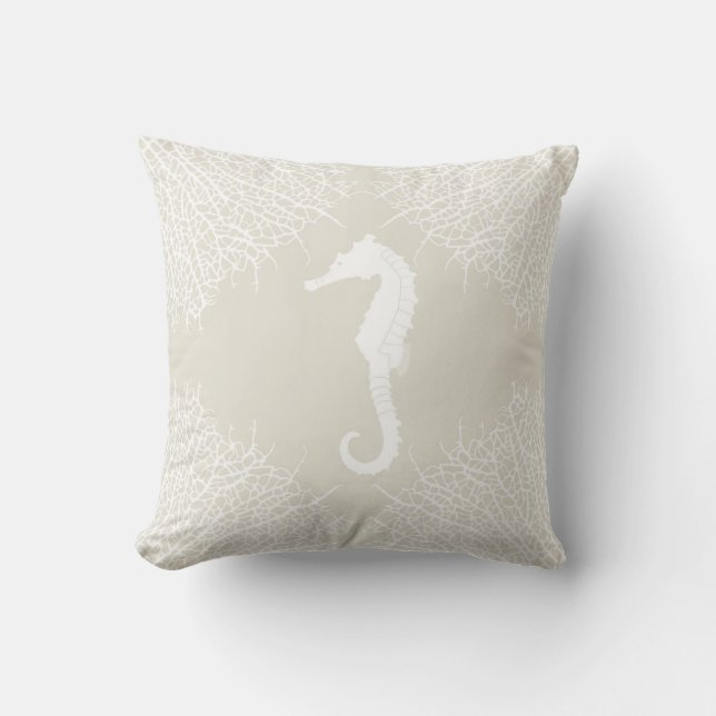 Almohada de tiro decorativa con el seahorse y el (Anverso)