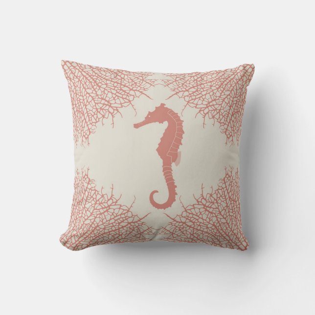 Almohada de tiro decorativa con el seahorse y el (Anverso)