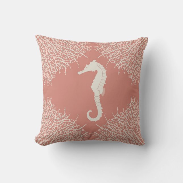 Almohada de tiro decorativa con el seahorse y el (Anverso)