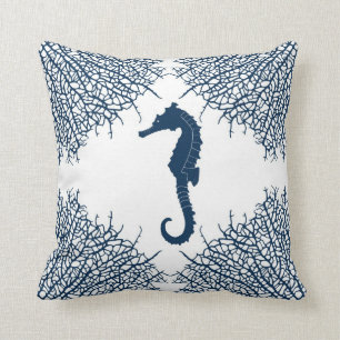 Almohada de tiro decorativa con el seahorse y el