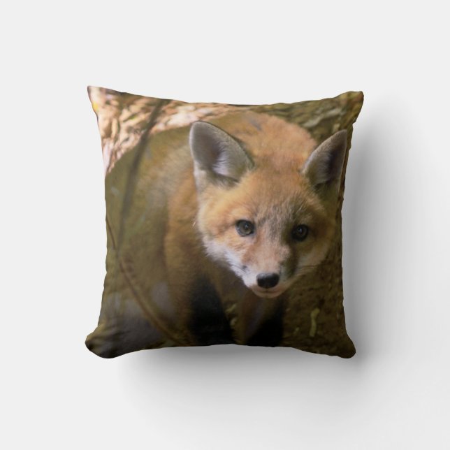 almohada de tiro del algodón de la foto del zorro (Anverso)