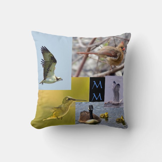 almohada de tiro del collage de la foto del pájaro (Anverso)