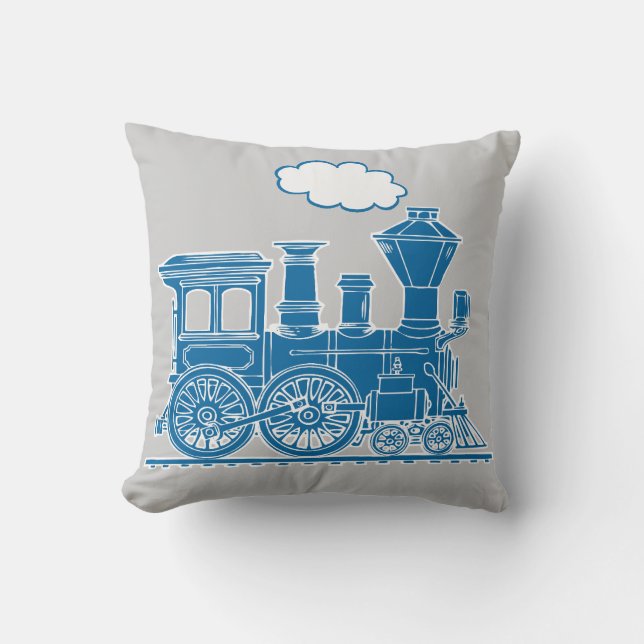 Almohada de tiro del gris azul del loco del tren (Anverso)