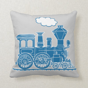 Almohada de tiro del gris azul del loco del tren
