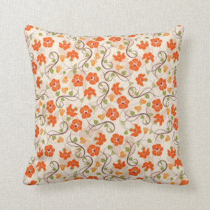 Almohada de tiro floral anaranjada
