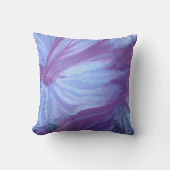 Almohada de tiro floral azul romántica (Anverso)