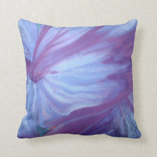 Almohada de tiro floral azul romántica