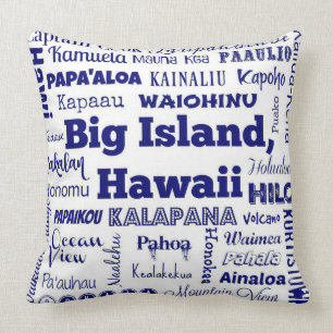 Almohada de tiro grande de la tipografía de Hawai