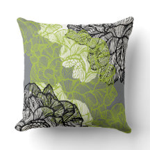 Almohada de tiro gris verde del estampado de