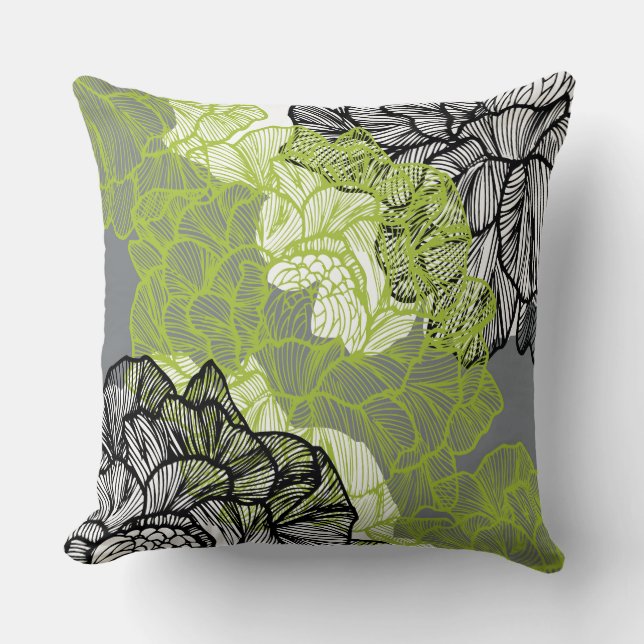 Almohada de tiro gris verde del estampado de (Anverso)