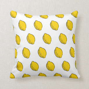 Almohada de tiro: limones amarillos y blancos del