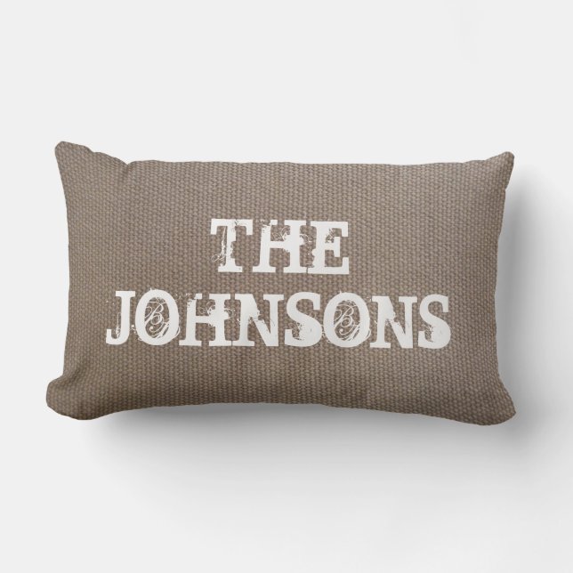 Almohada de tiro lumbar de la arpillera elegante (Anverso)