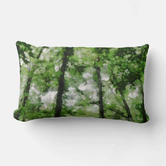 Almohada de tiro lumbar del bosque verde (Anverso)