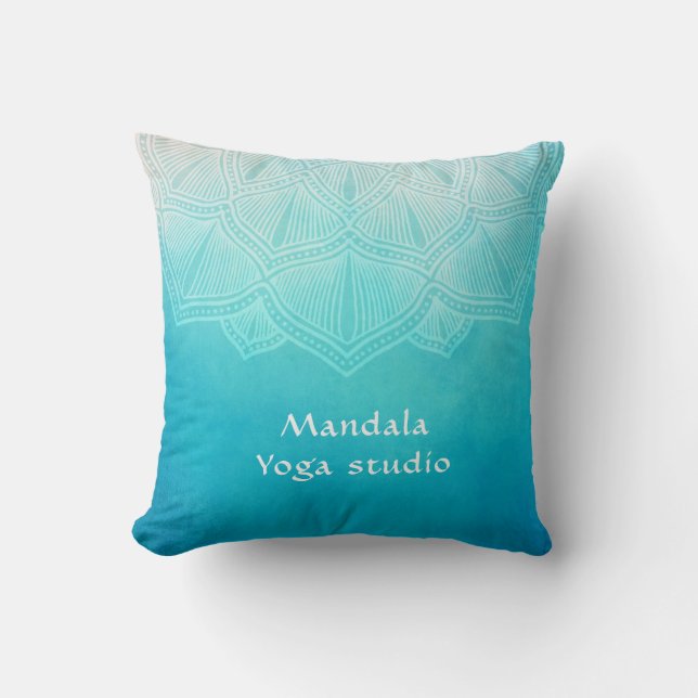 almohada de tiro monocasco de Mandala turquesa (Anverso)