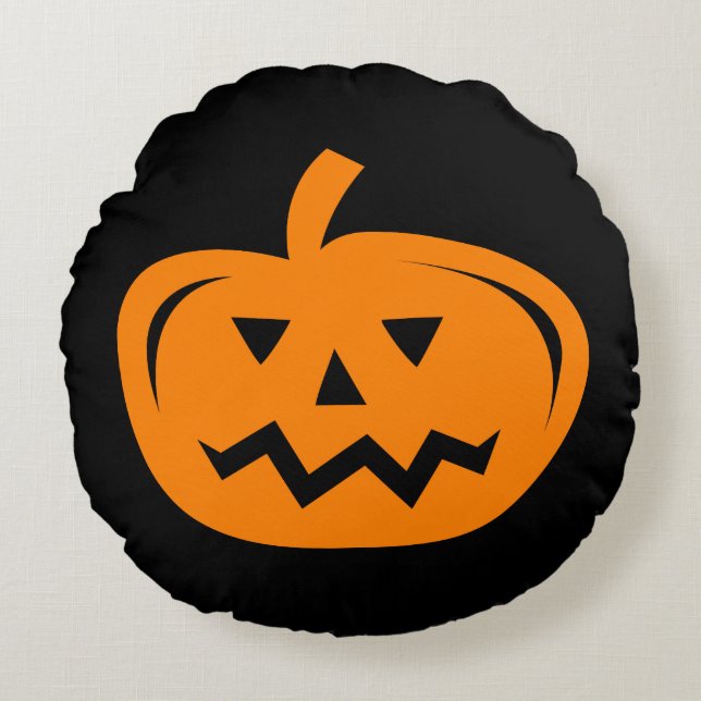 Almohada de tiro negra y anaranjada de la calabaza (Anverso)