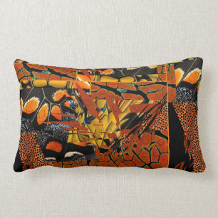 almohada de tiro oblongo con óxido, naranja y neg