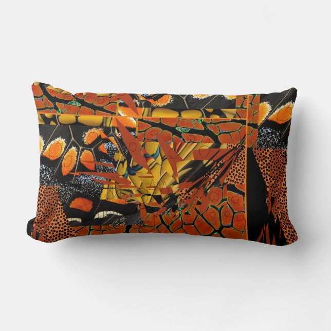 almohada de tiro oblongo con óxido, naranja y negr (Anverso)