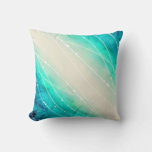 Almohada de tiro pintada de la aguamarina del (Anverso)