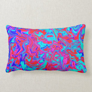 Almohada de tiro psicodélica azul y roja
