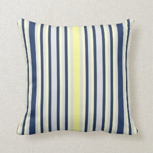 Almohada de tiro rayada azul y amarilla