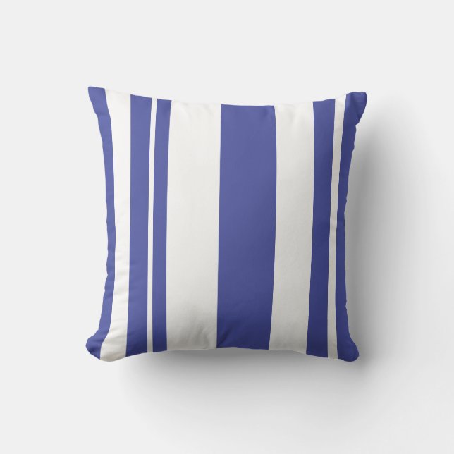 Almohada de tiro rayada blanca y azul (Anverso)