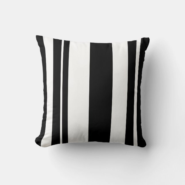 Almohada de tiro rayada blanca y negra (Anverso)