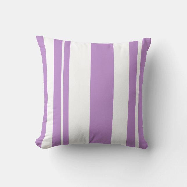 Almohada de tiro rayada del blanco y de la lavanda (Anverso)
