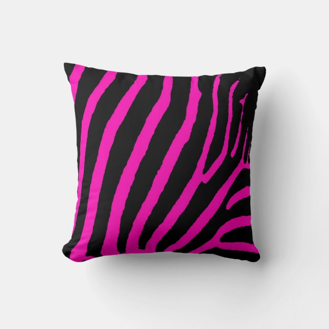 Almohada de tiro razberry negra rosada de la raya (Anverso)