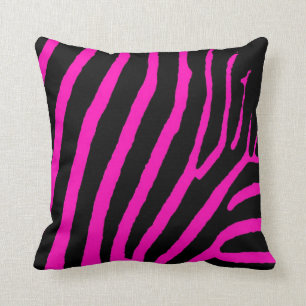 Almohada de tiro razberry negra rosada de la raya