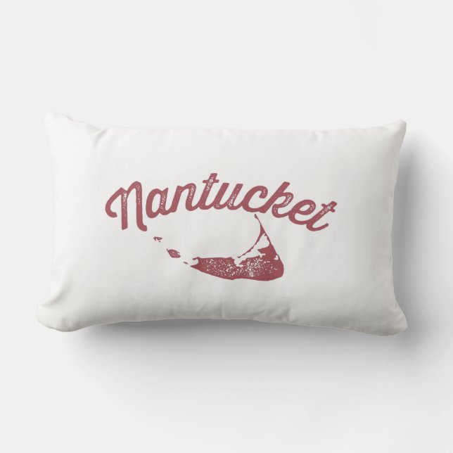 Almohada de tiro reversible roja de Nantucket (Anverso)