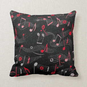 Almohada de tiro roja blanca negra de la nota de
