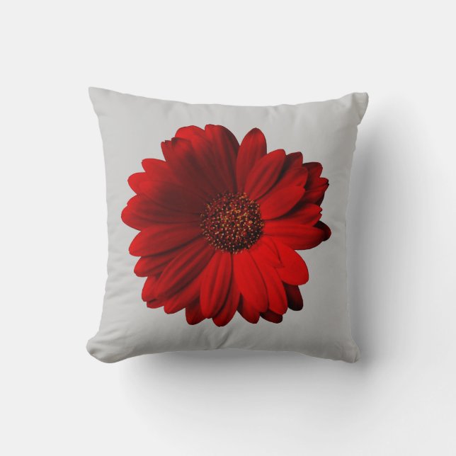 Almohada de tiro roja de la margarita del Gerbera (Anverso)