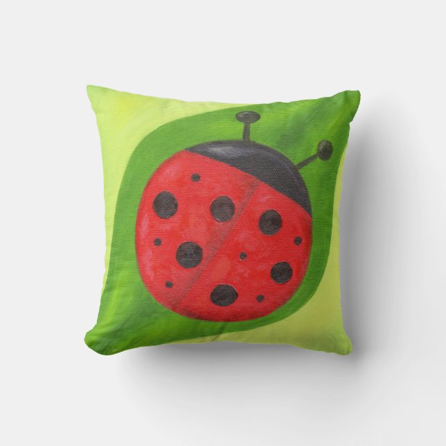 Almohada de tiro roja de la mariquita (Anverso)