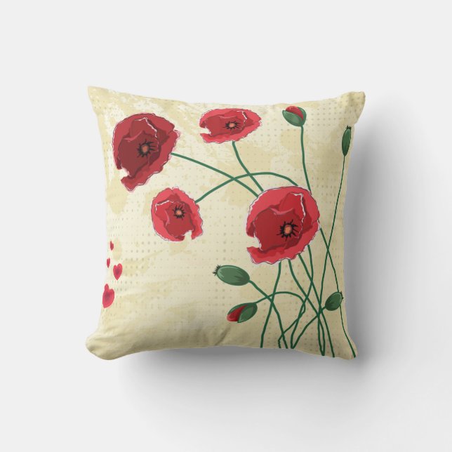 almohada de tiro roja de las amapolas (Anverso)
