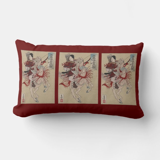 Almohada de tiro roja del guerrero japonés (Anverso)