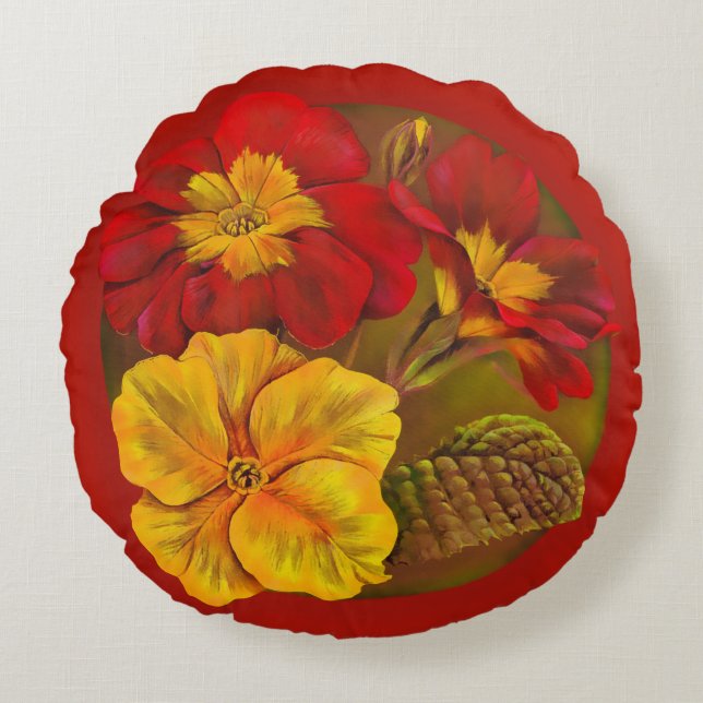 Almohada de tiro roja del verde amarillo de la (Anverso)